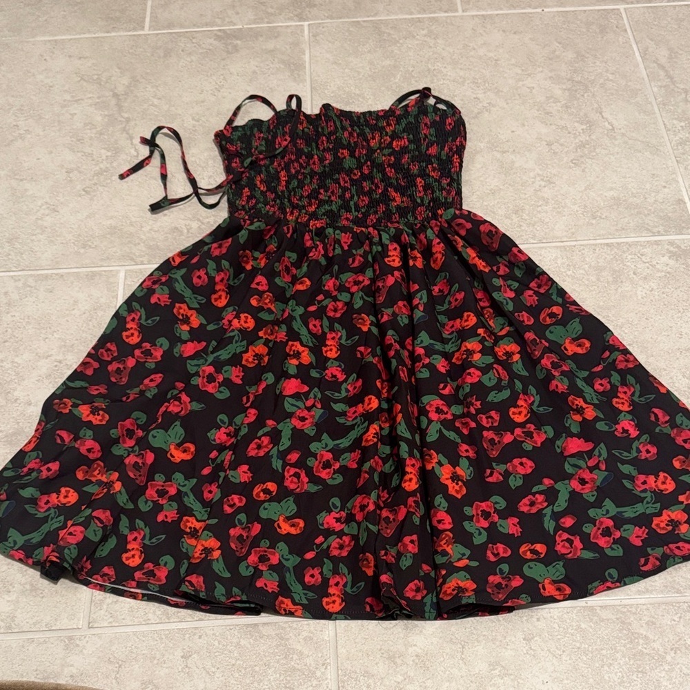 SHEIN Black and Red Floral Dress